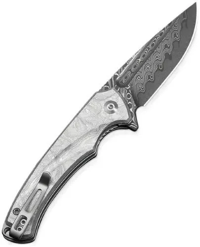 Voidflare Flipper Knife G10 With Aluminum Foil Handle (2.92"" Damascus Blade)
