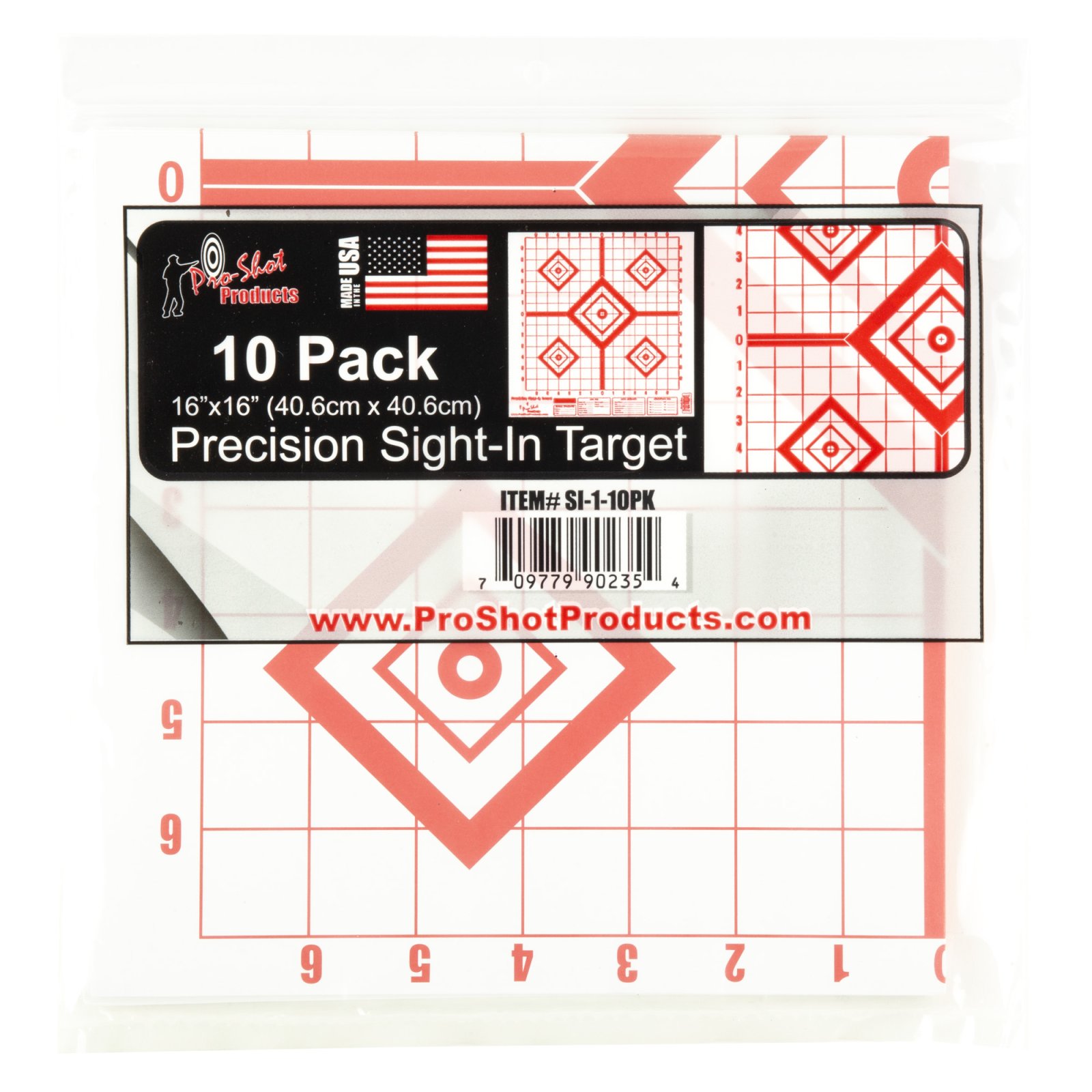 ProShot 16 X 16IN RED DIAMOND PRECISION SIGHT-IN TARGET 10 PACK SI-1-10PK