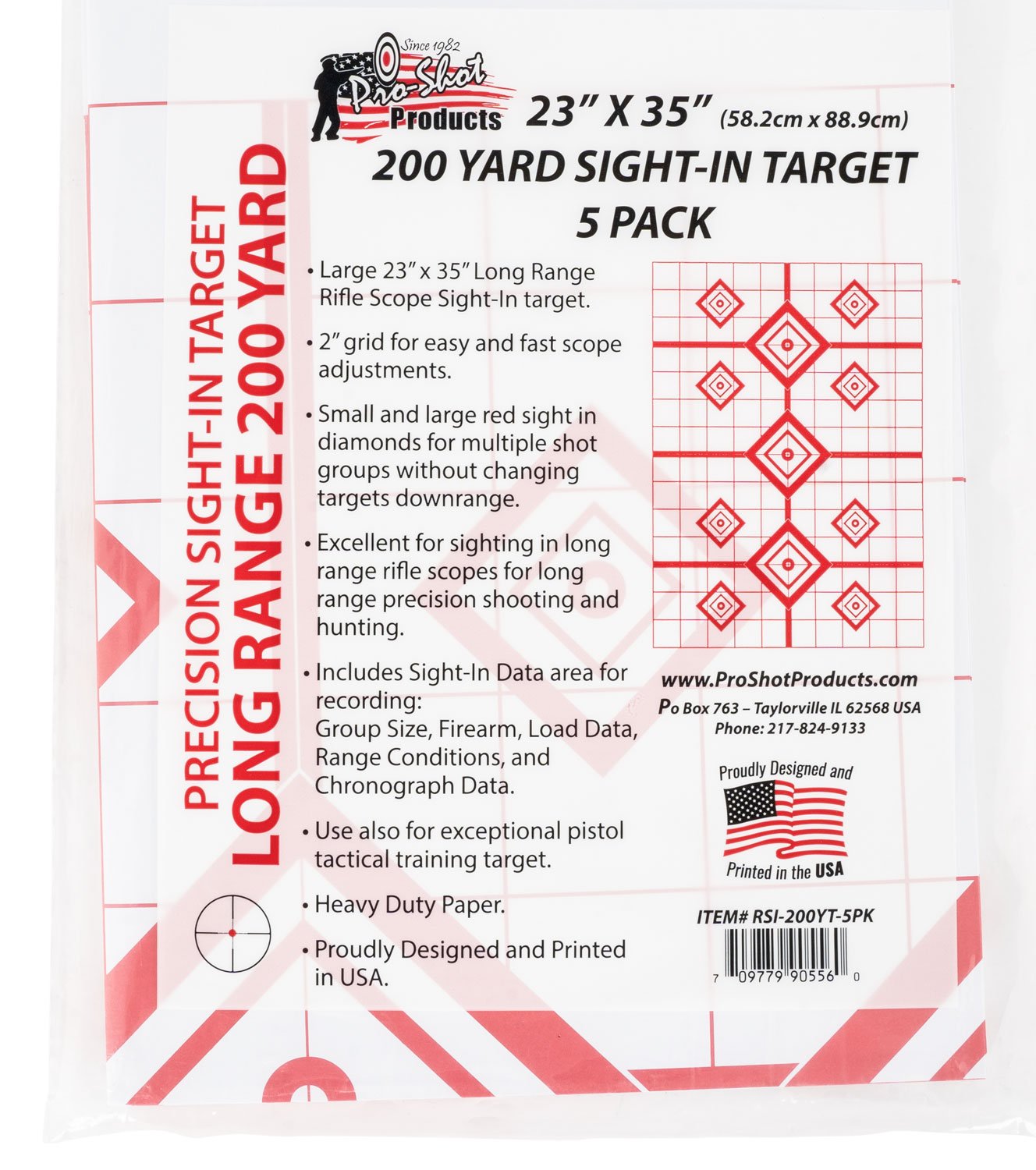 Pro-Shot 200 Yard Rifle Sight in Target 23 X 35 Red 5/ct - Pro-Shot Products