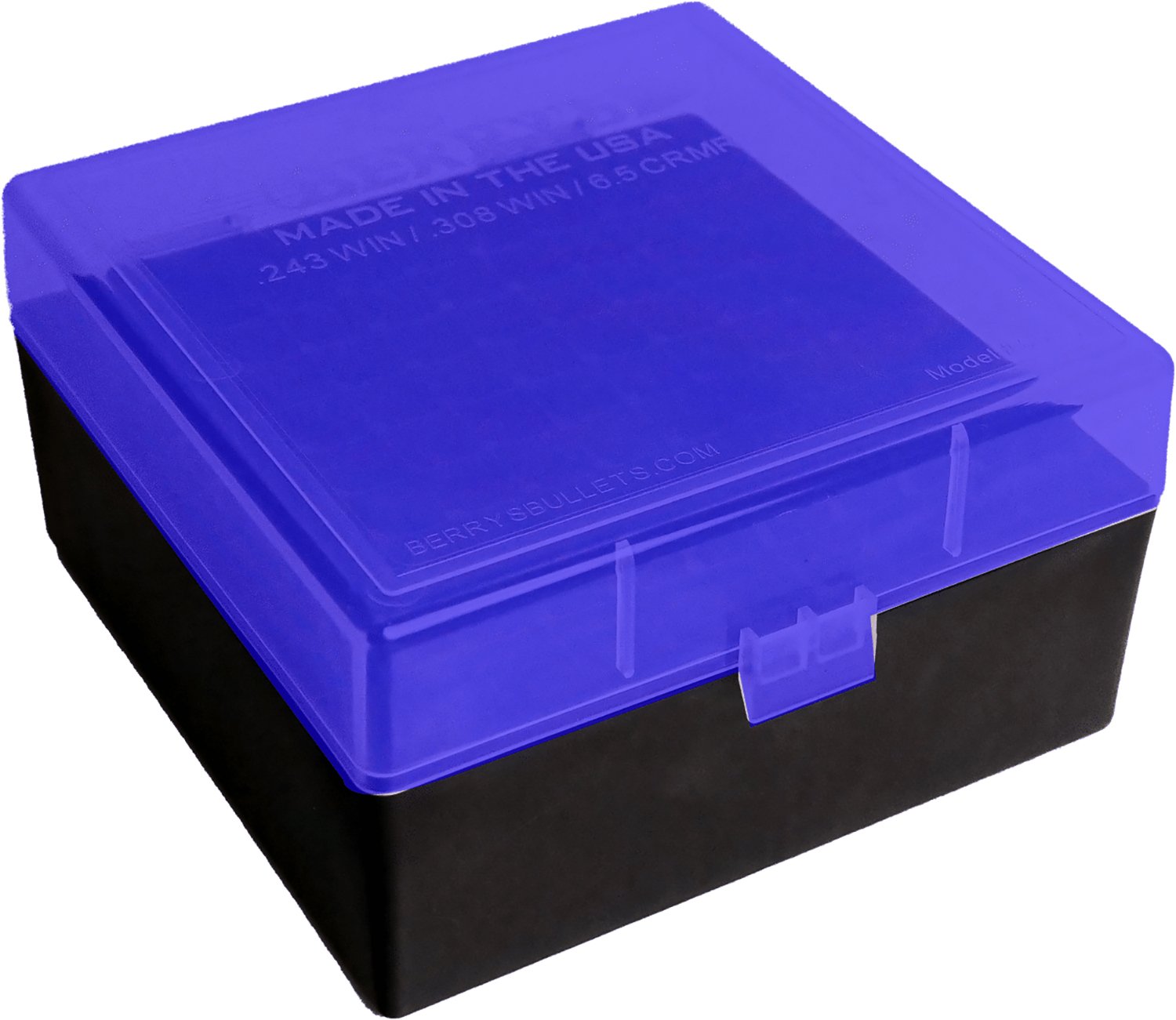 Berry's 009 Ammo Box .243/6.5/.308 Black with Blue Lid 100/ct - Berry's Mfg - AMMO BOX