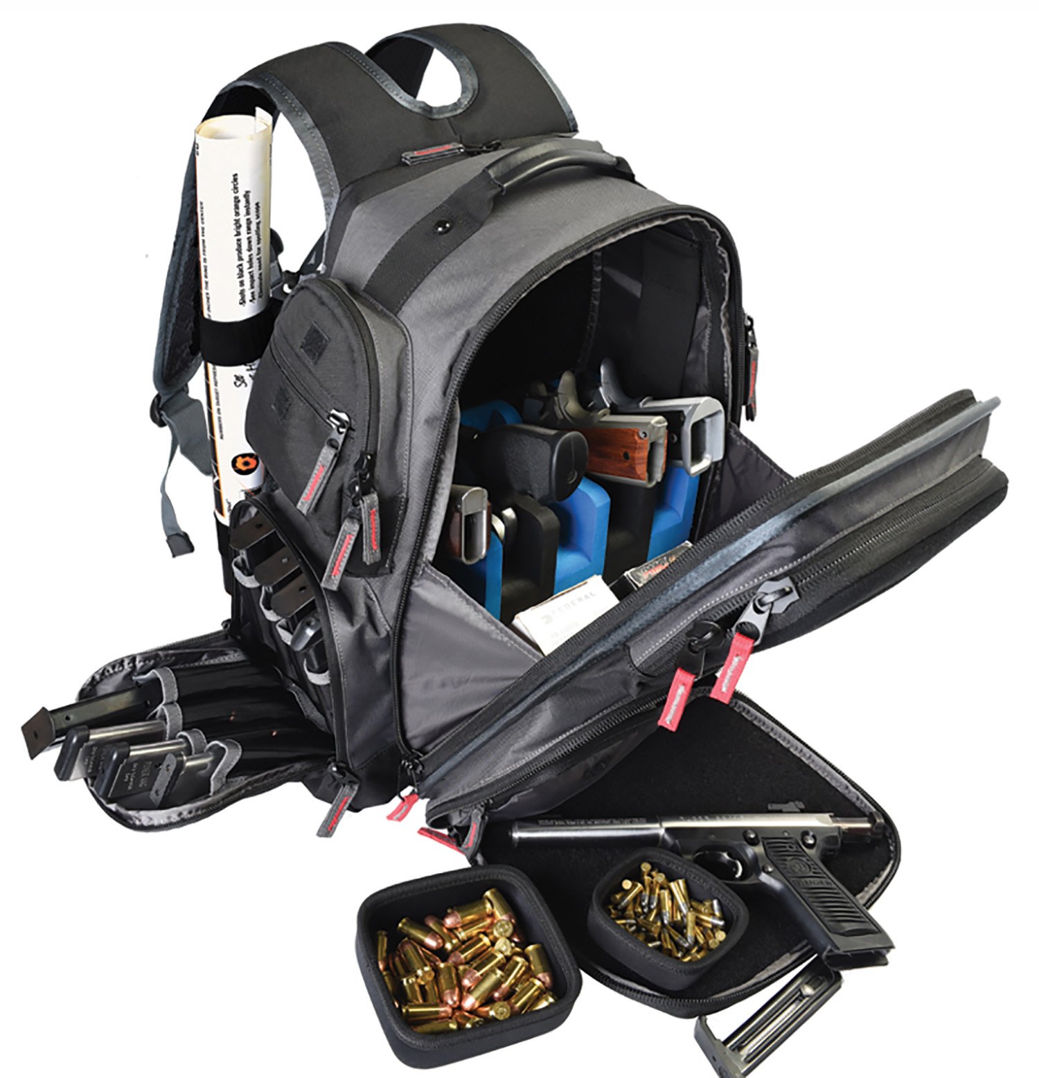 GPS 1812BPG Executive Backpack Gray Holds 5 Handguns, 16 Removable Patches