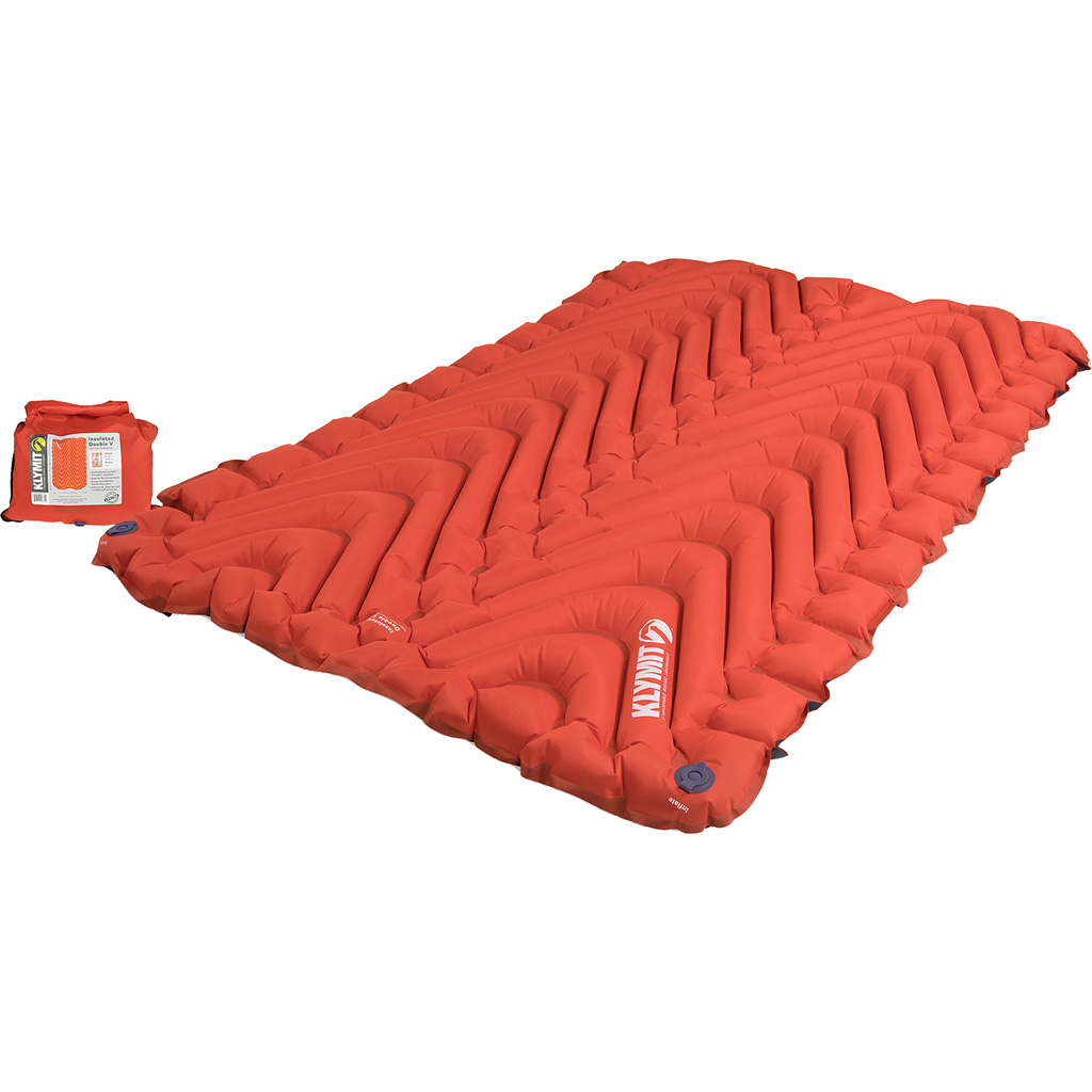 Klymit 06IDOR02E Insulated Double V Sleeping Pad, Orange, 74"x47"x3", R 4.4