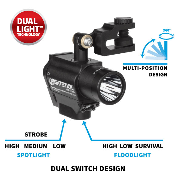 Nightstick Fortem Helmet-Mounted Dual-Light Flashlight - Versatile & Adjustable