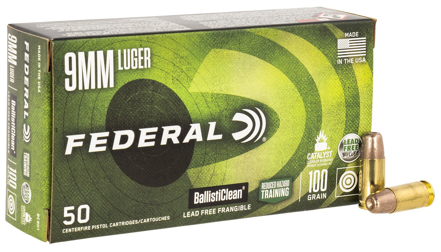 Federal BC9H1 BallistiClean Reduced Hazard Training 9mmLuger 100gr Lead...