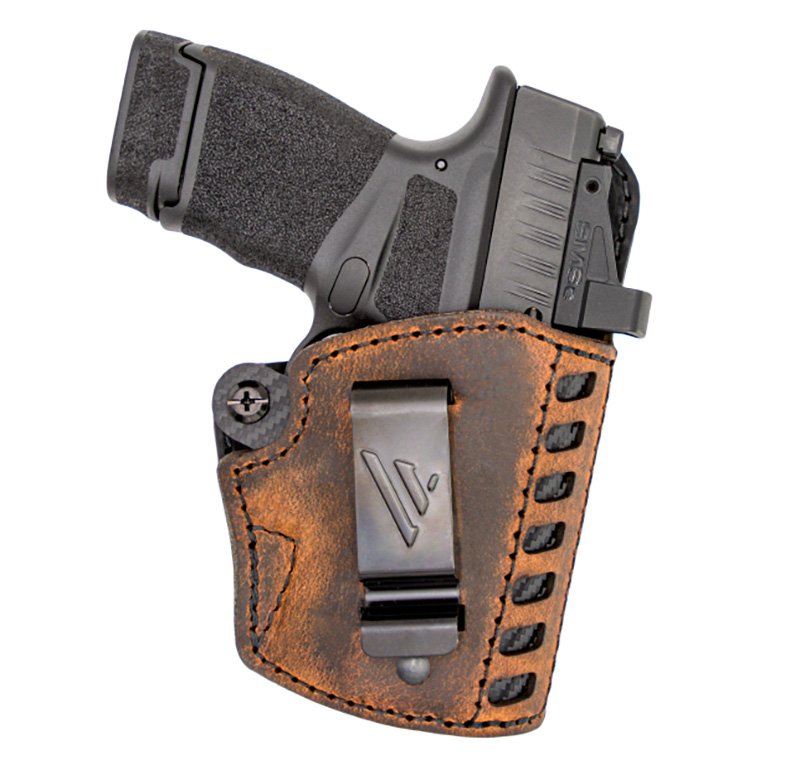 Versacarry CE2112 Compound G2 IWB Holster, Brown Leather/Kydex, Size 2