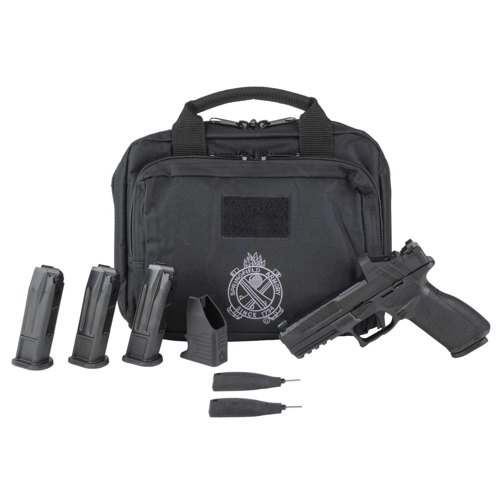 Springfield Gear Pac Echelon Handgun 9mm Luger 10rd(4) Magazines 4.5 Barrel Green Dot & Bag CA Compliant
