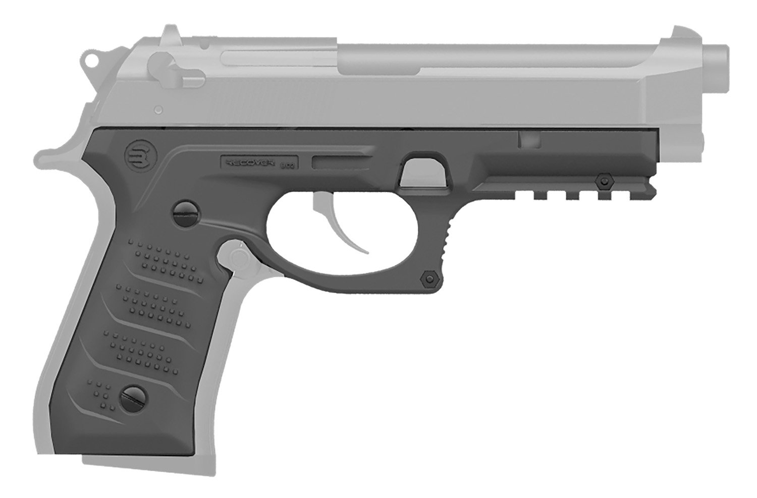 Recover Tactical BC204 Gray Polymer Grip & Rail System for Beretta 92 M9