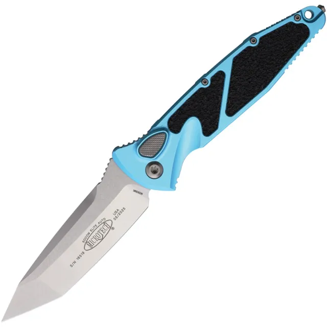 Microtech 161A-10TQ Socom Elite Auto T/E 3.98 In Stonewash Turquoise