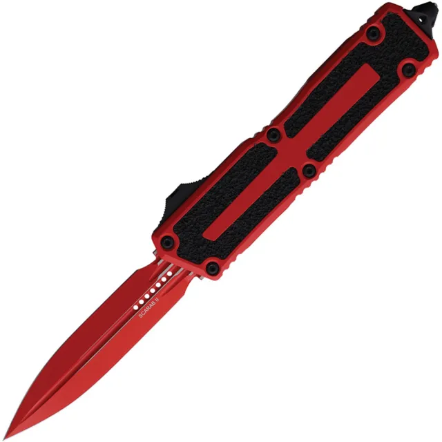 Microtech Scarab II G3 3.97 In D/E Red Cerakote Aluminum Handle Black Hardware