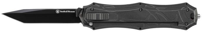Smith & Wesson SWOTF9TB OTF Assist Tanto Black Oxide Blade Glass Breaker 3.6" Grey Handle Knife
