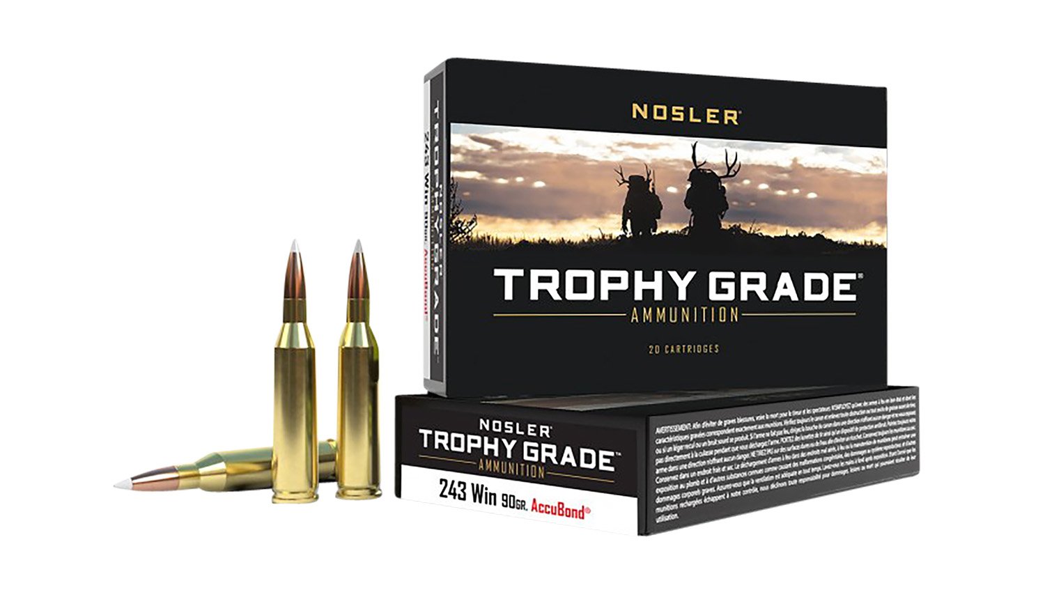 Nosler 48263 Trophy Grade Hunting 243 Win 90 gr AccuBond 20 Per Box/ 10 Cs - Nosler - NOSLER ACCUBOND