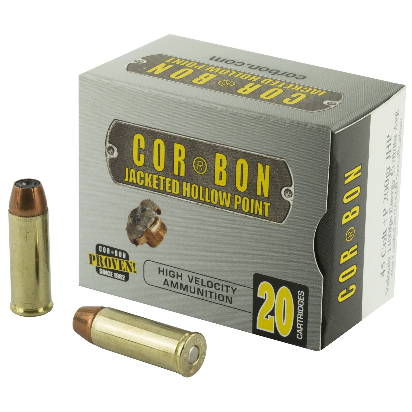 Cor-Bon SD45C20020 .45 LC +P 200GR JHP Ammo 20 Rounds - Corbon - 45 COLT