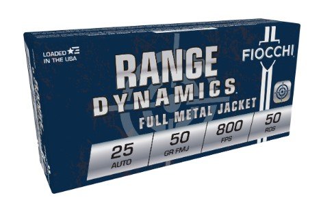 Fiocchi 25AP Range Dynamics 25ACP 50gr Full Metal Jacket 50 Per Box/20 Case