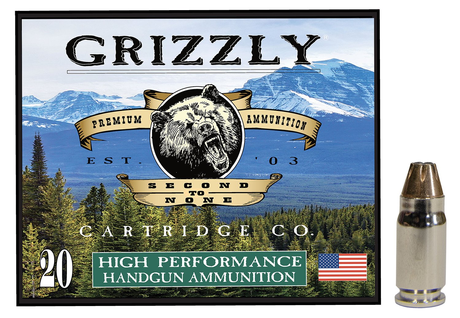 Grizzly Ammo GC357S2 357Sig 90gr JHP 1900fps 20/Box - GRIZZLY - .357 SIG