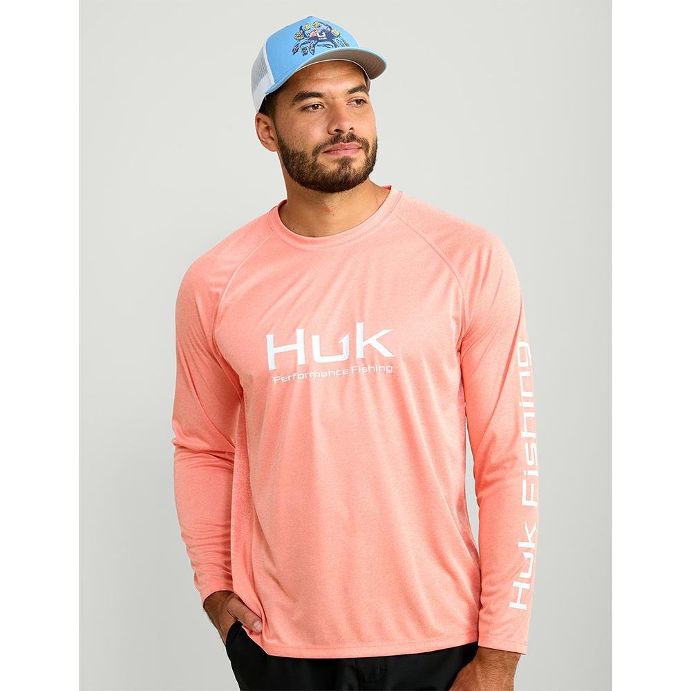 Huk H1200524-809-S Vented Pursuit Long Sleeve Shirt Fresh Salmon Heather S - Marolina DBA HUK