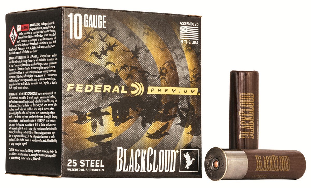 Federal Black Cloud FS Steel 10 Gauge 3.5" Ammo, 1 5/8 oz, 2 Shot, 25/Box, PWBX1072, Waterfowl Hunting Load - Federal Premium Ammunition - 10 Gauge