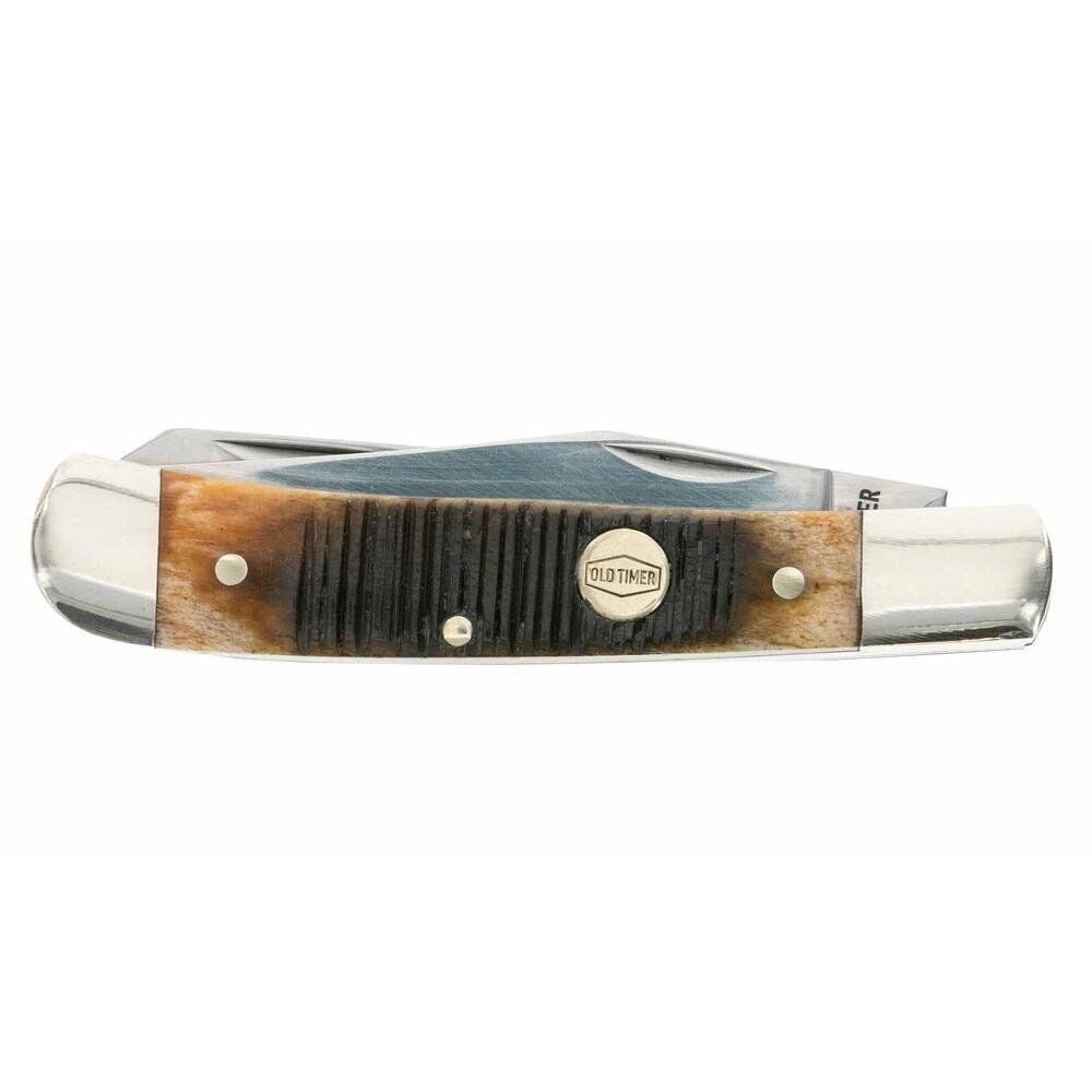 Old Timer 1137134 Limited Edition Slip Lock Knife with 1095 HC Steel Blade, Leather Sheath, Chestnut Bone Handle - Old Timer