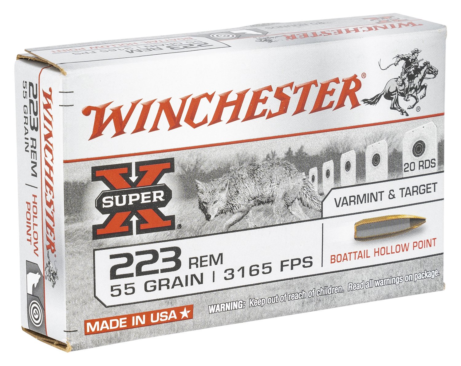 Winchester Ammo W223HP55 Power-Point 223 Rem 55 gr Hollow Point Boat-Tail (HPBT) 20 Per Box/ 25 Cs