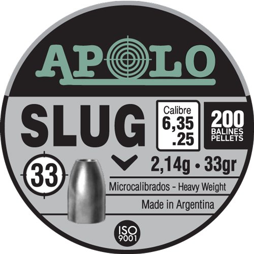 HATSAN APOLO 25 SLUG 33 GRAIN 200 PACK - Apolo Pellets - 25 CALIBER