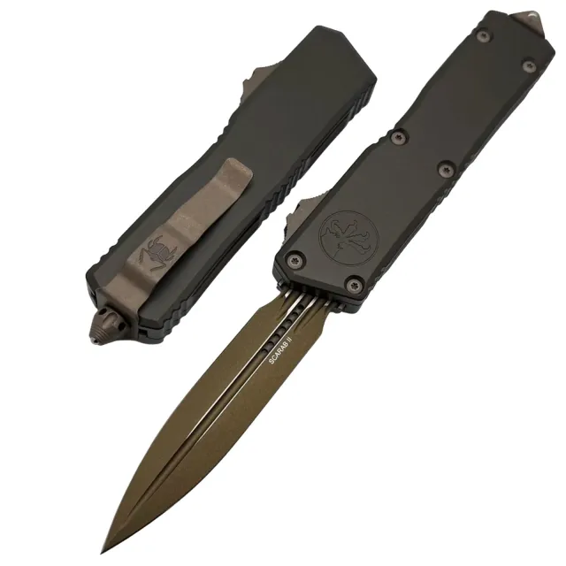 Microtech Scarab II Gen III 3.97 In Double Edge Dark Bronze Aluminum Handle