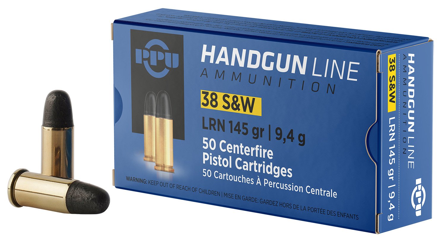 PPU PPH38SW Handgun 38S&W 145gr Lead Round Nose 50 Per Box/20 Case - Prvi Partizan - 38 S&W