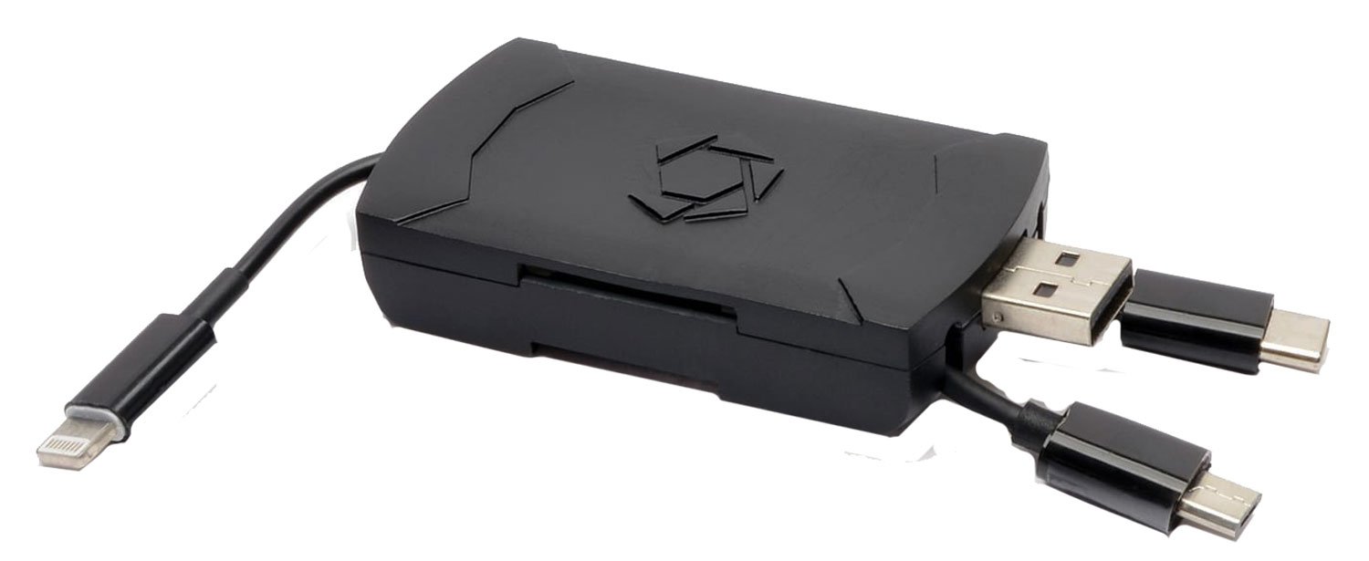 Stealth Cam STCQMCR 4-in-1 SD Card Reader USB-C/Micro USB/Lightning Black