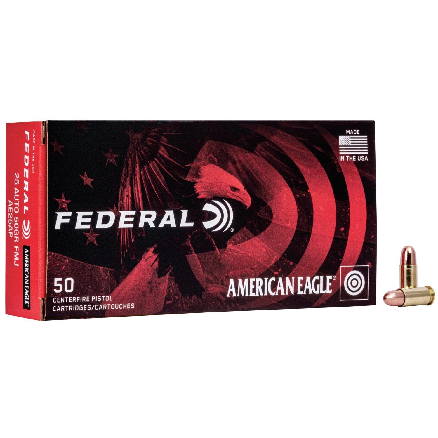 Federal AE25AP American Eagle Handgun 25ACP 50gr Full Metal Jacket 50... - Federal Premium Ammunition - 25 AUTO