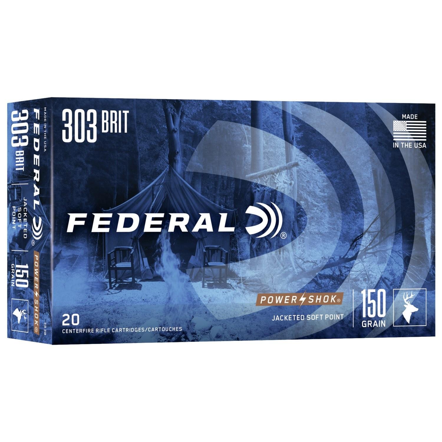 Federal Power-Shok Rifle Ammo .303 British 150 gr SP 2690 fps - 20/box - Federal Premium Ammunition - 303 BRITISH