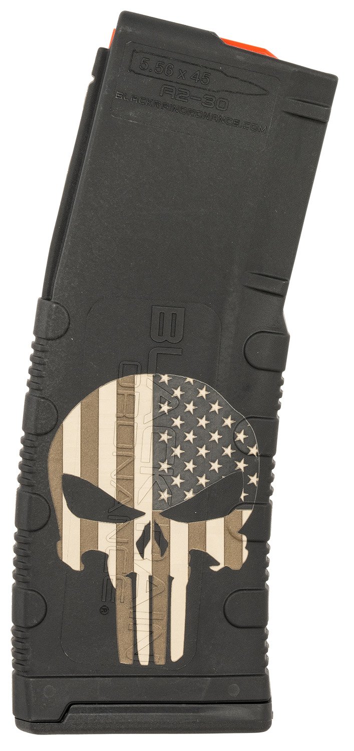 Black Rain Ordnance MAG30PUNISHW/FLAG 30rd AR-15 Magazine 5.56/.223 Polymer - Black Rain Ordnance - 30RD