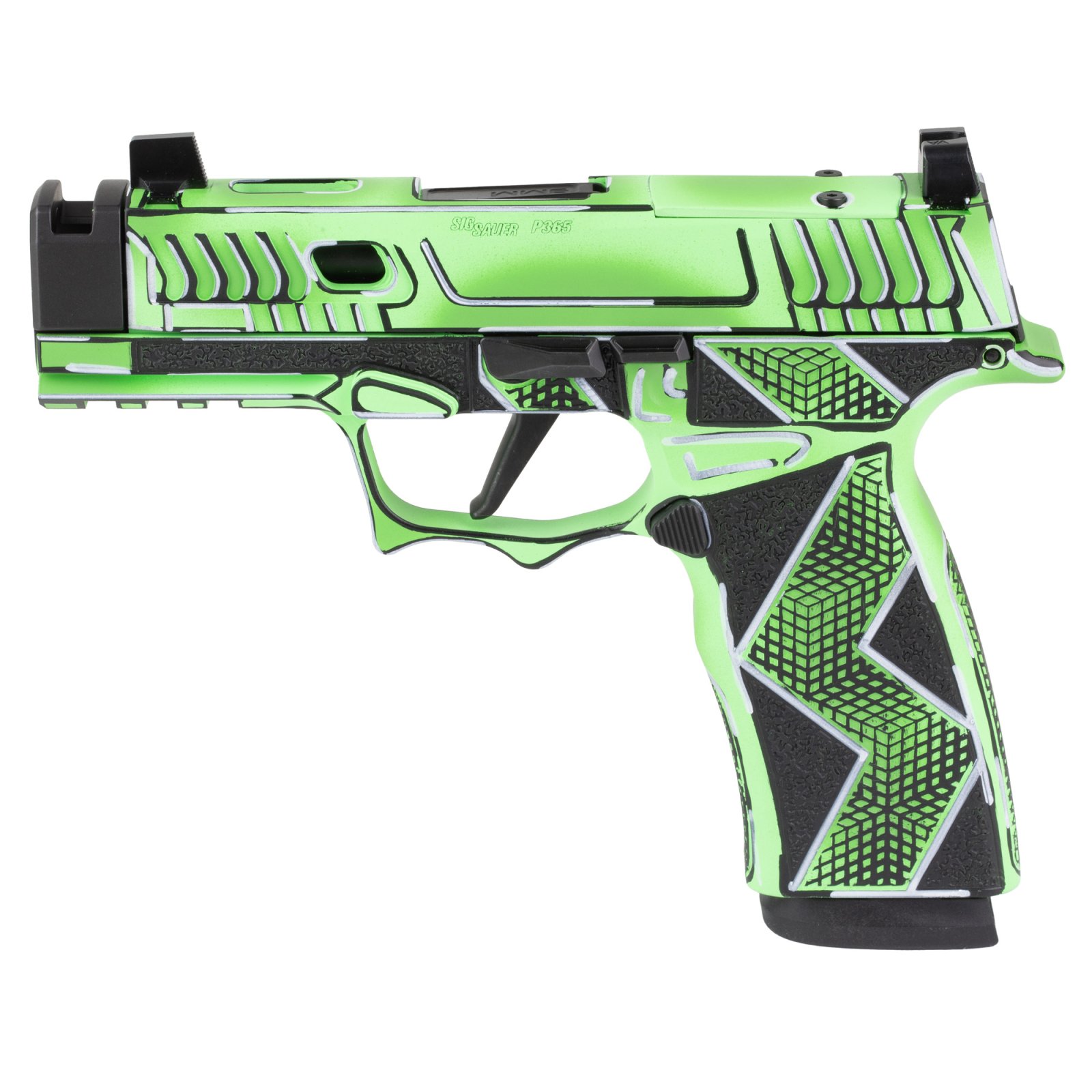 Sig Sauer 300-258-0421-14 XMacro 9MM 3.1" Optic Ready 17 Rds Dayglow Green
