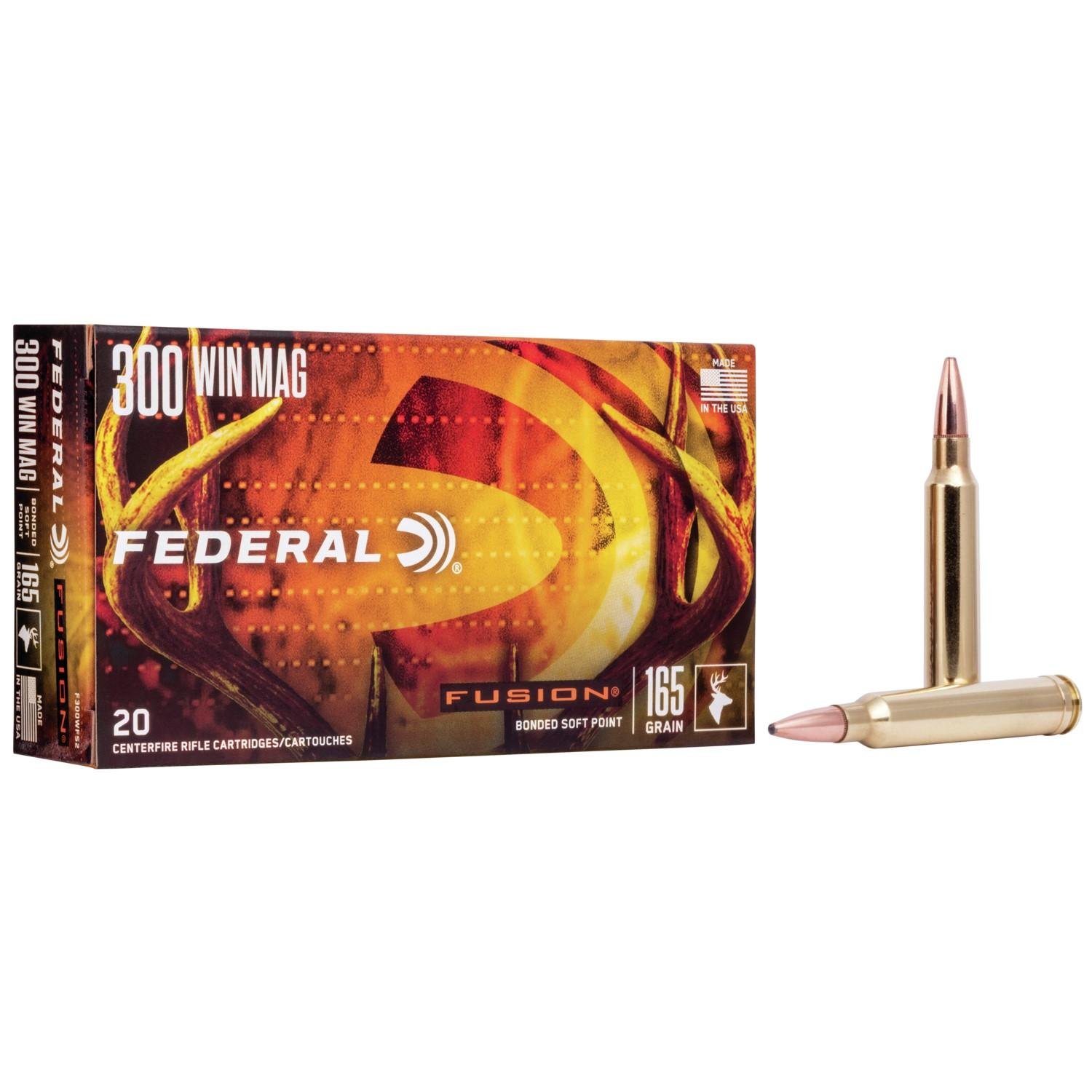 Federal F300WFS2 Fusion 300 Win Magnum 165 Grain Soft Point 20 Rounds - Federal Premium Ammunition - BONDED SOFT POINT