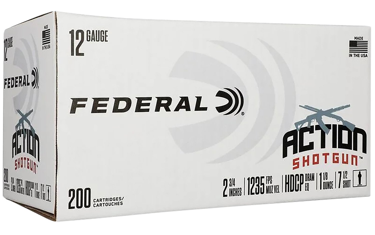 Federal AS12H75 12 Gauge 2.75" 7.5 Shot 200/Box 1235 fps