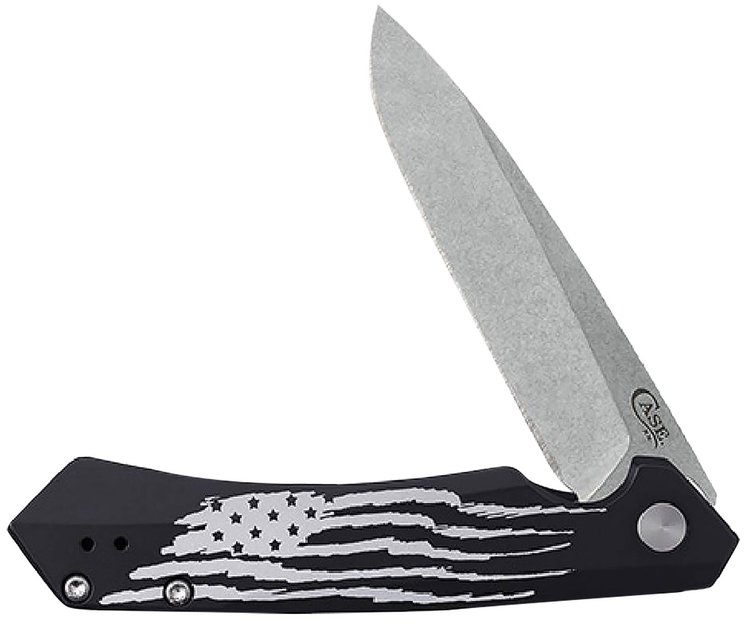 Case 10857 Kinzua Folding Knife S35VN Blade Black US Flag Handle - Case Cutlery - SPEAR POINT