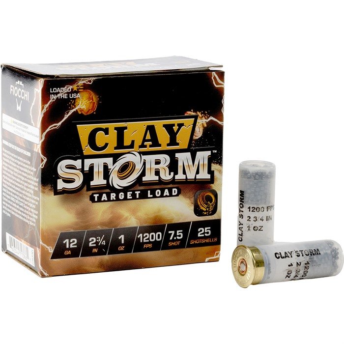 Fiocchi AMMUNITION CLAY STORM 12 GAUGE 2-3/4" 1-1/8OZ #7.5 SHOT 1200 FPS 25/BOX - Fiocchi - 12 GAUGE