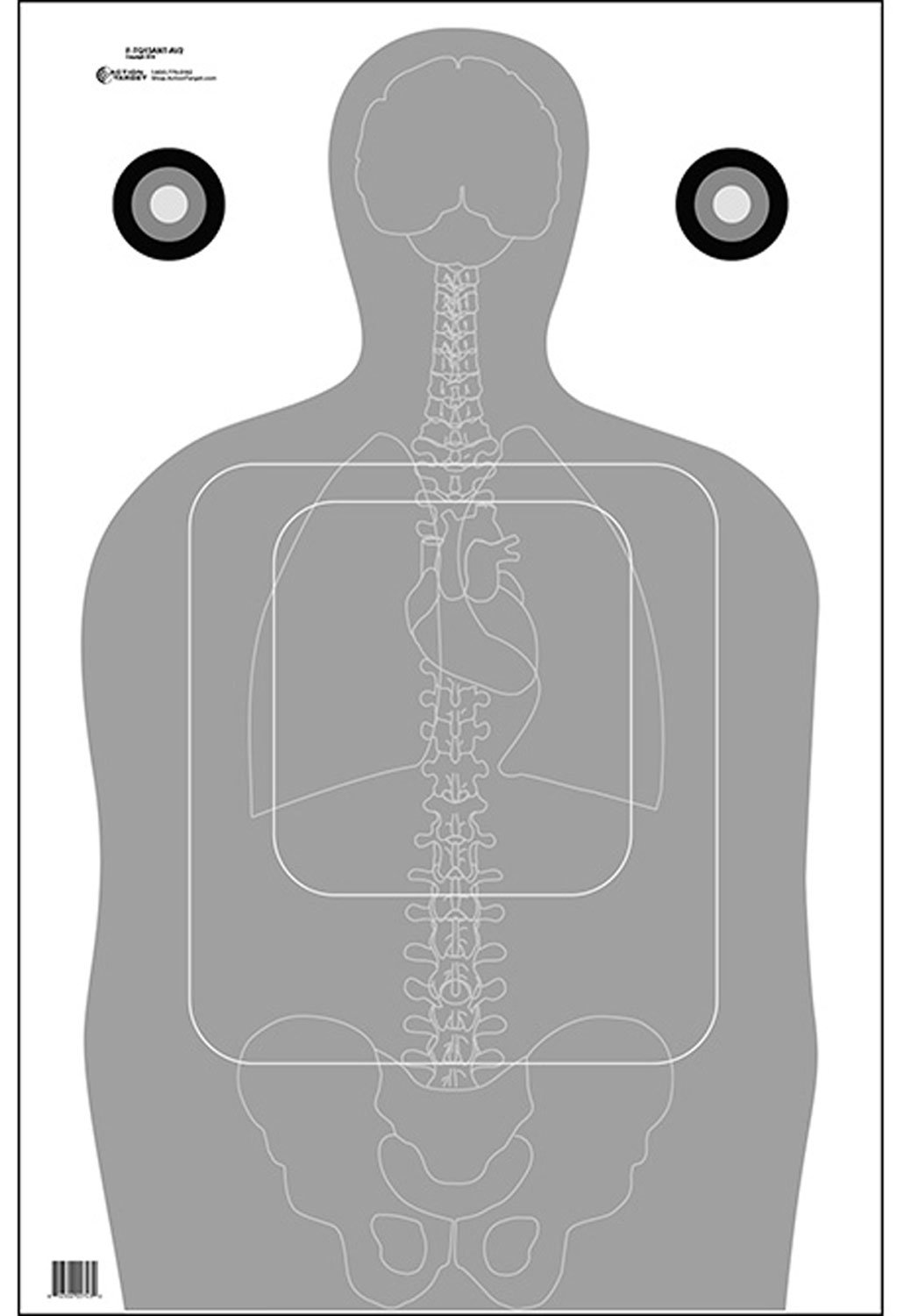 Action Target FTQ15ANTAV2100 Silhouette Vitals Paper Target 23"x35" 100/Box - Action Target