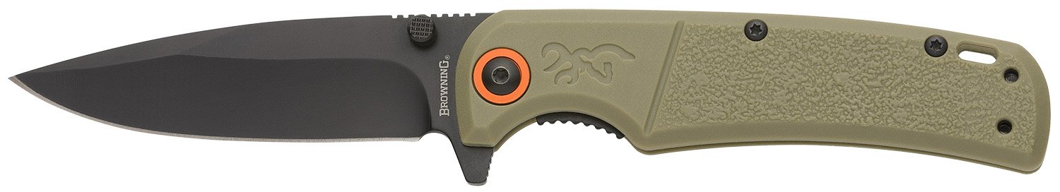 Browning Buckmark Slim Folder 3.18" Poly Handle Sage - Stainless Steel Blade - Foliage Green Handle - Browning - DROP POINT