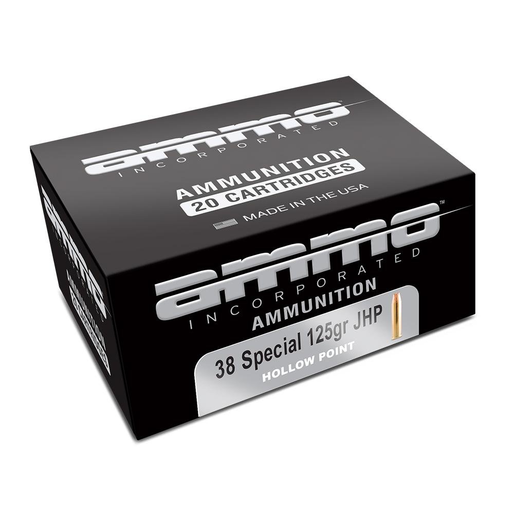Ammo Inc 38125JHPA20 .38 Special 125gr JHP 20 Rounds 950fps Brass
