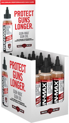 REAL AVID GUN MAX GUN OIL 4 OZ. BOTTLE 12PC.
