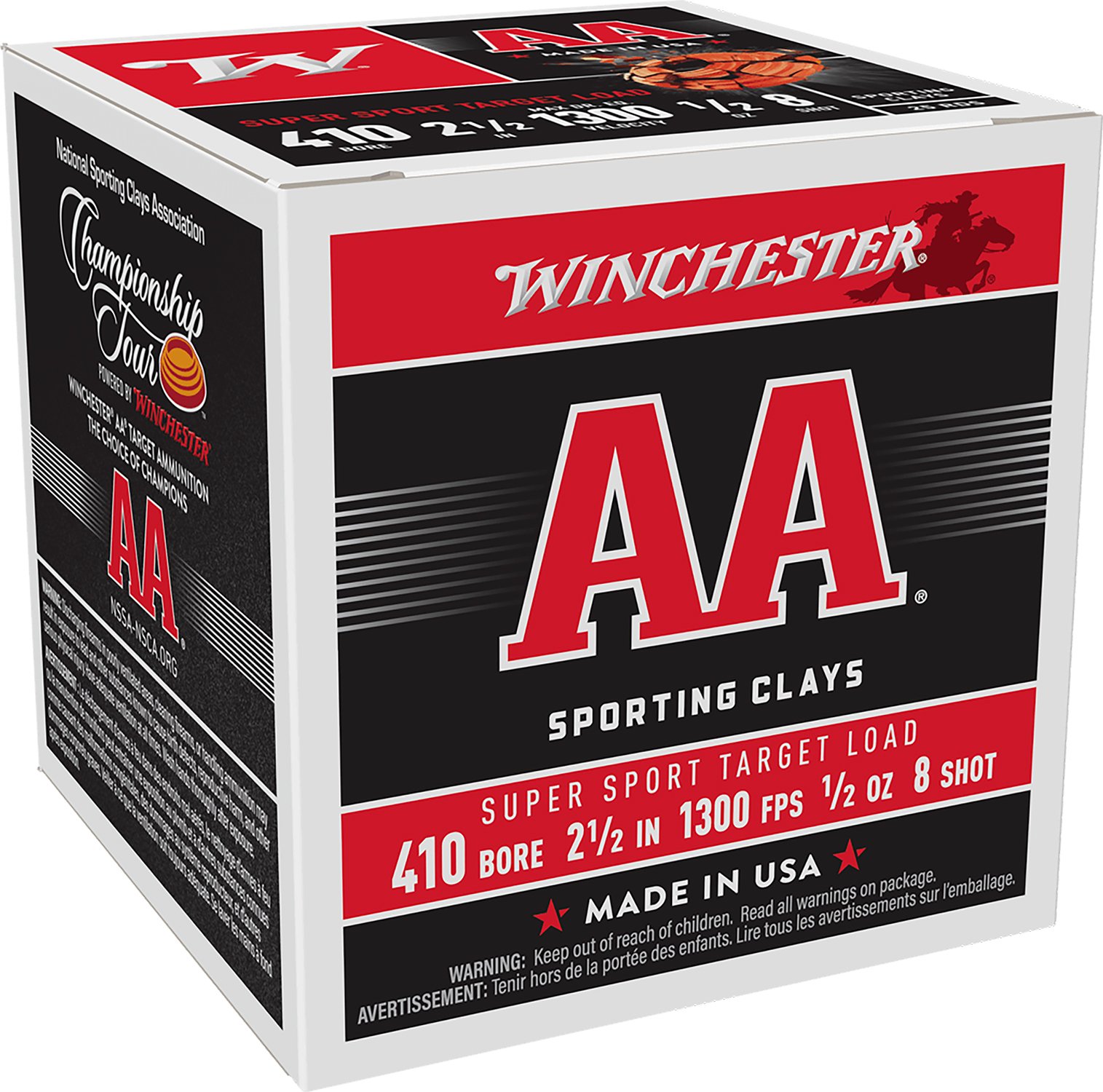 Winchester Ammo AASC418 AA Super Sport Sporting Clay 410 Gauge 2.50" 1/2 oz 1300 fps 8 Shot 25 Bx/10 Cs - Winchester - LEAD