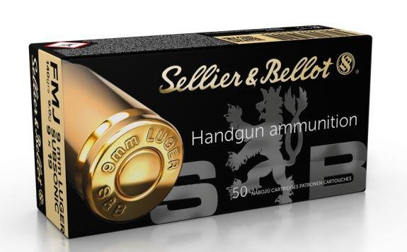 Sellier & Bellot SB9SUBA 9mm Luger 140gr FMJ Subsonic Ammo 50/Box