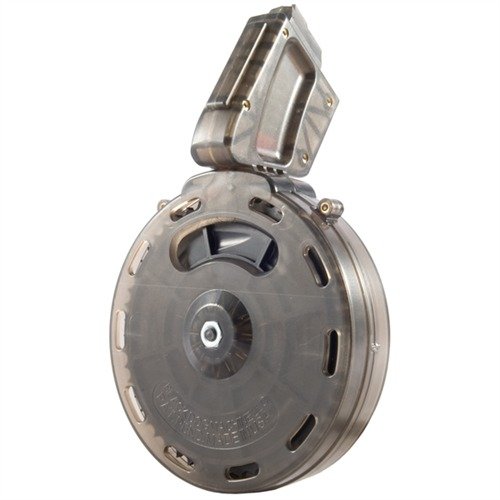 Black DOG MACHINE AR-15 DRUM MAGAZINE 22LR 50RD POLYMER SMOKE GRAY - Black Rain