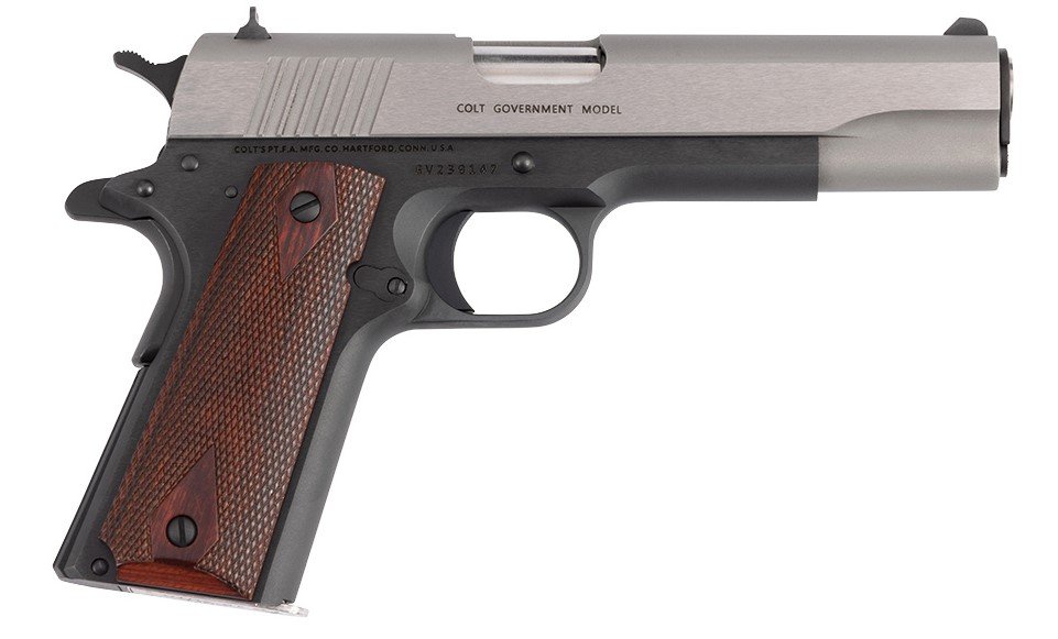 Colt O1911C-TT-E 1911 Government 45AP 7+1 Stainless Slide Rosewood Grips - Colt - 45 ACP