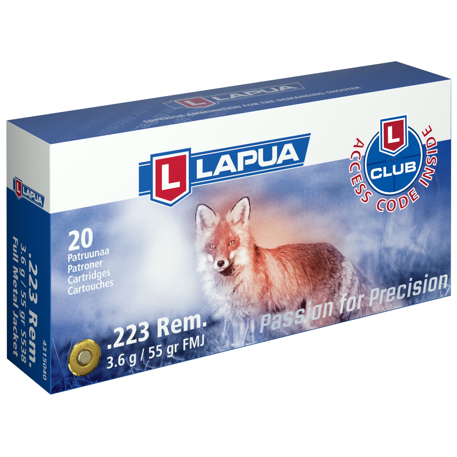 Lapua 223 Remington 55Gr FMJ 20-Round Ammunition Box - Lapua - 223 REMINGTON