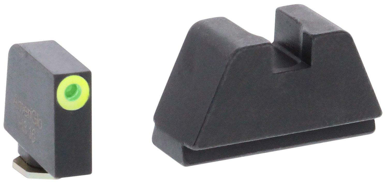 AmeriGlo GL681 Optic Sight Set Glock 2XL Green Tritium LumiGreen Front - AMER - STEEL