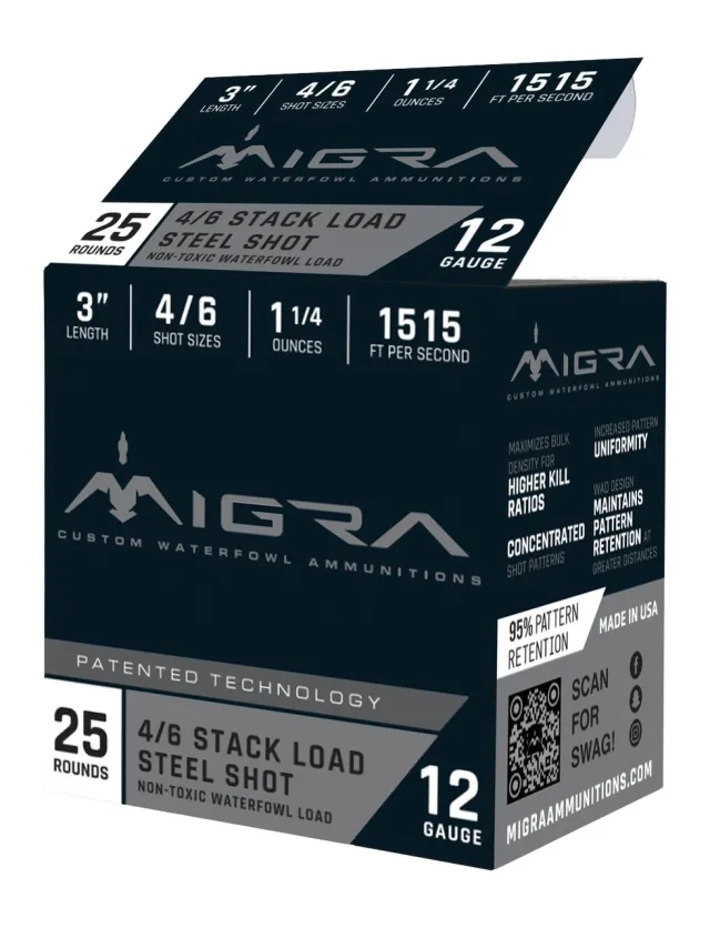 MIGRA M12AS46 12 Gauge 3 In 4-6 Steel Shot 25 Rounds - MIGRA