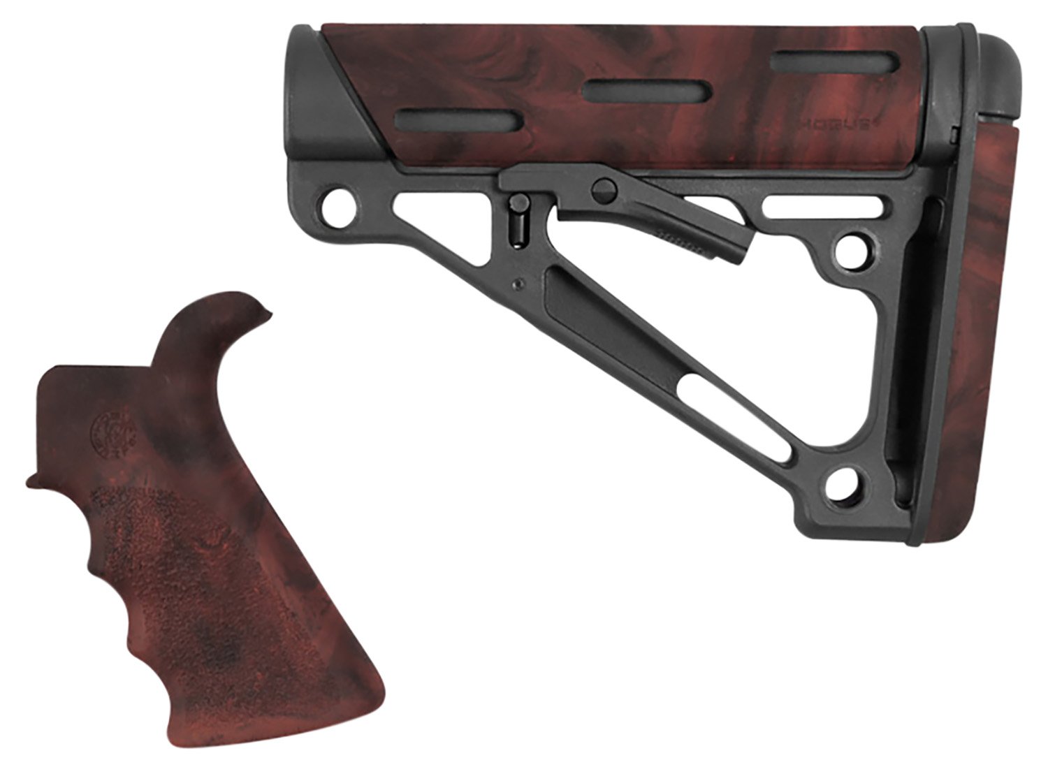 Buy Hogue 15456 OverMolded Collapsible Buttstock Black/Red Lava for AR-15 M16 online