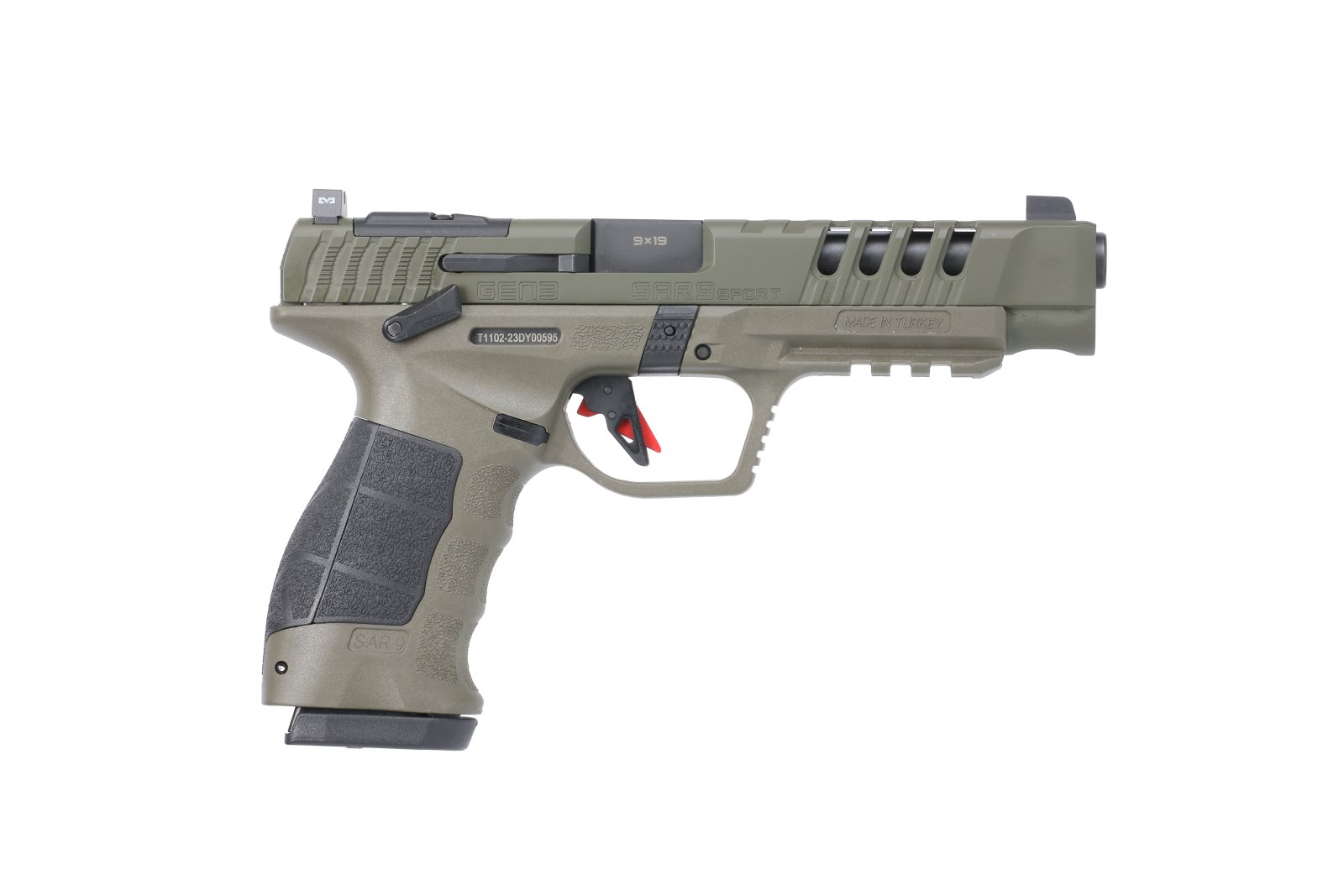 SAR Firearms SAR9SPTG3OD 9mm 5.2" OD Green Semi-Auto Pistol 19+1 - SAR USA - 9mm