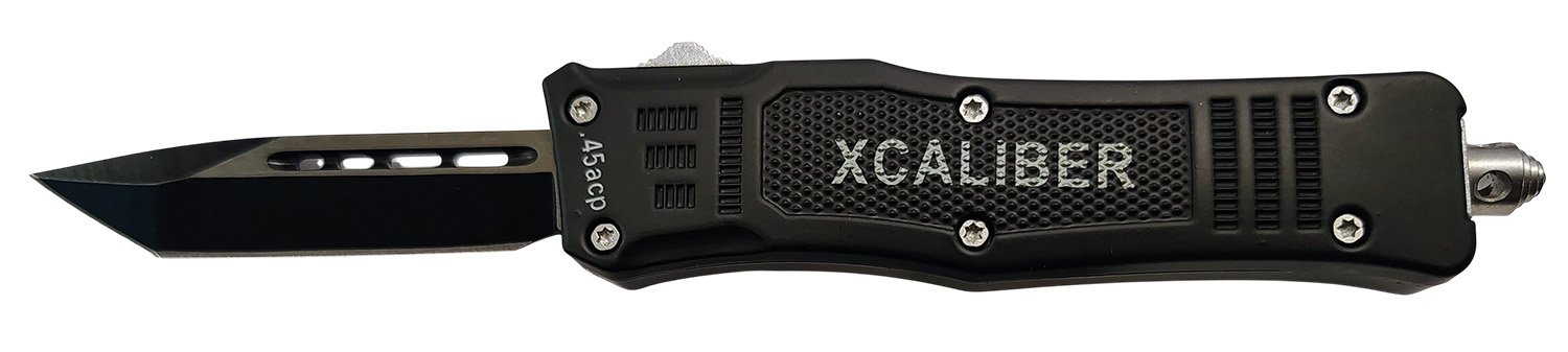 Xcaliber 45 ACP OTF Tanto Knife 2.75in Black 440C Blade 7in Overall