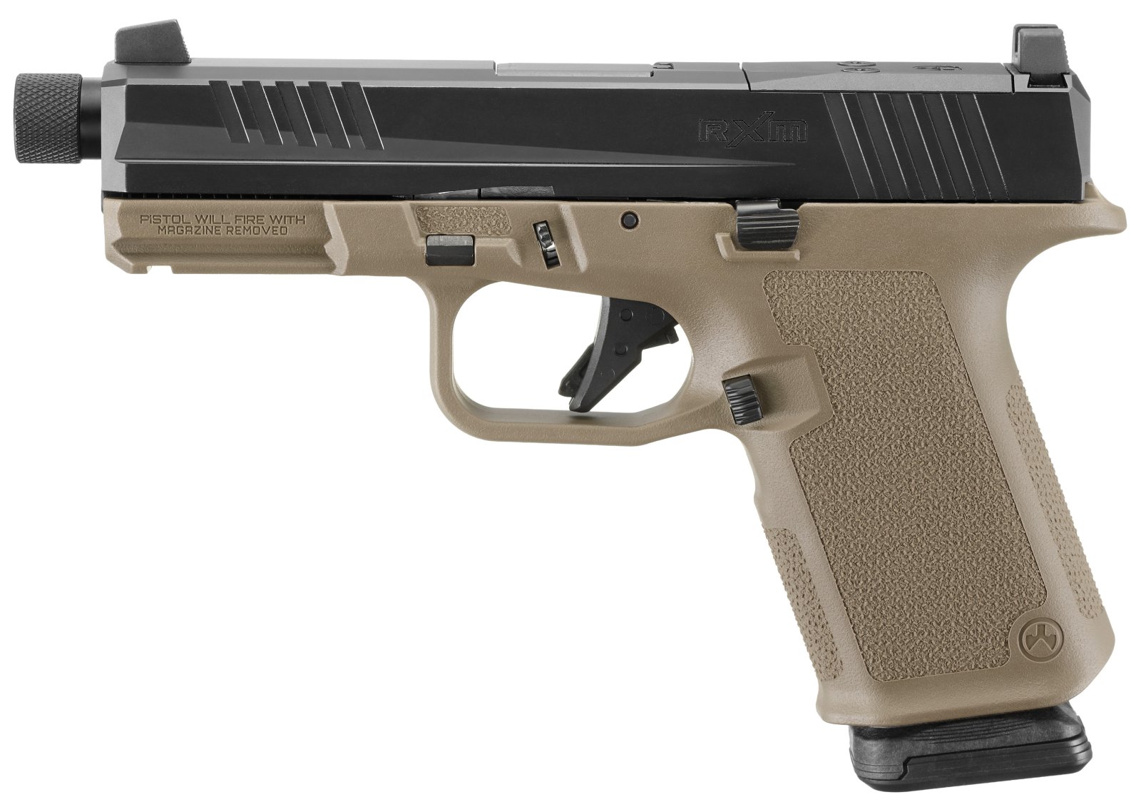 Ruger RXM Handgun 9mm Luger 15rd Magazines(2) 4.5 Threaded Barrel FDE Poly Frame Front Night Sight