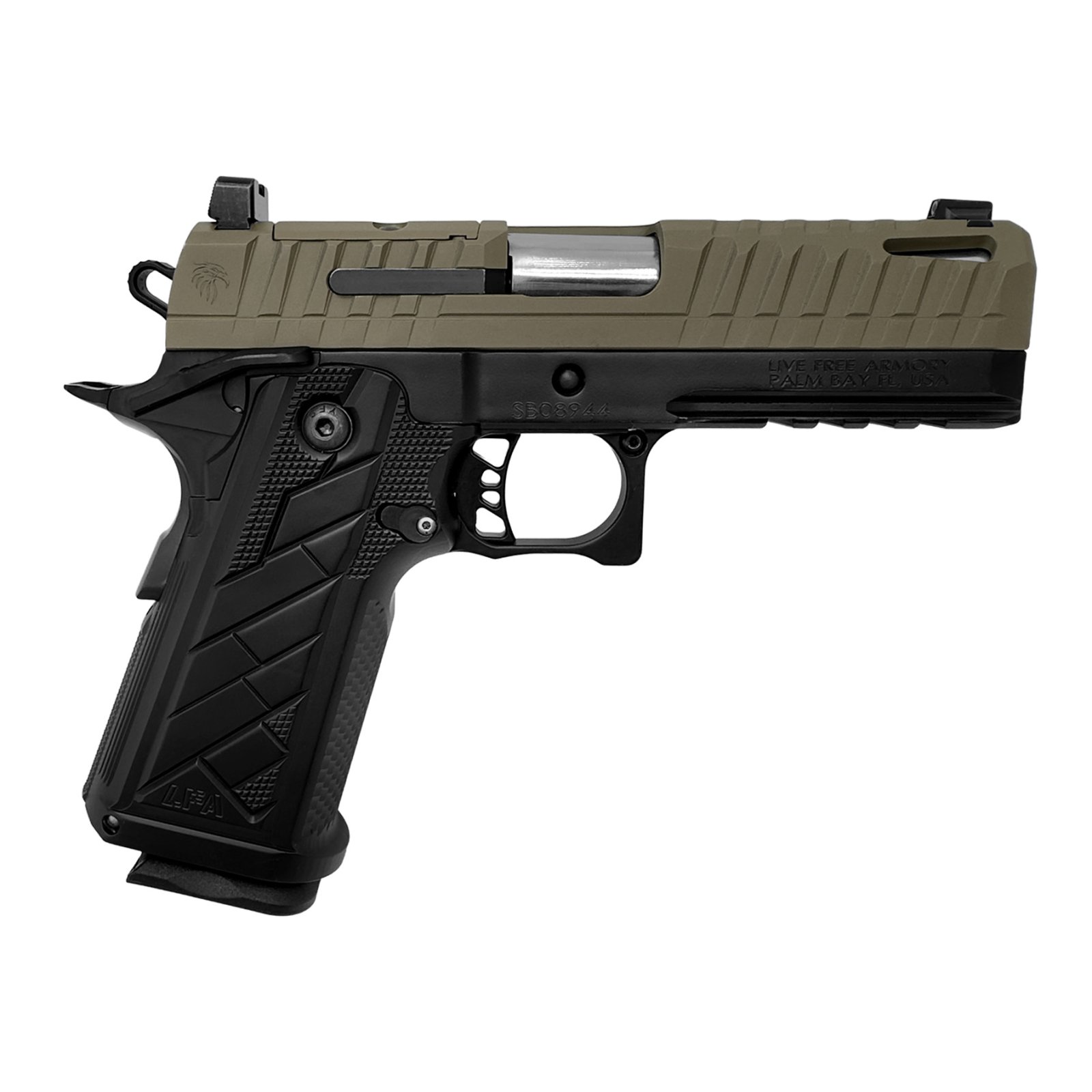 Live Free Armory HG8644N 9mm 18Rd FDE Comp Pistol - Live free armory
